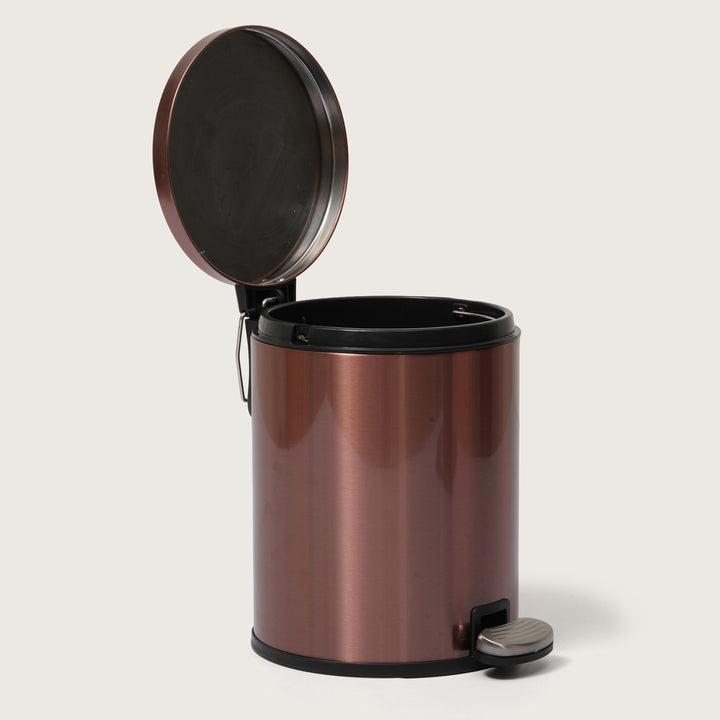 European Rose Gold Stainless Steel Pedal Dustbin - Round Step Trash Can