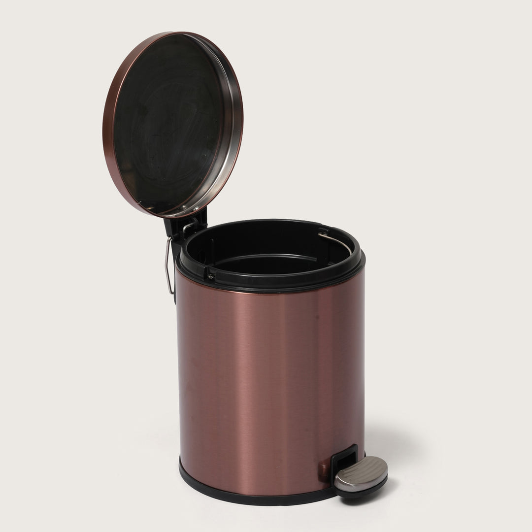 European Rose Gold Stainless Steel Pedal Dustbin - Round Step Trash Can