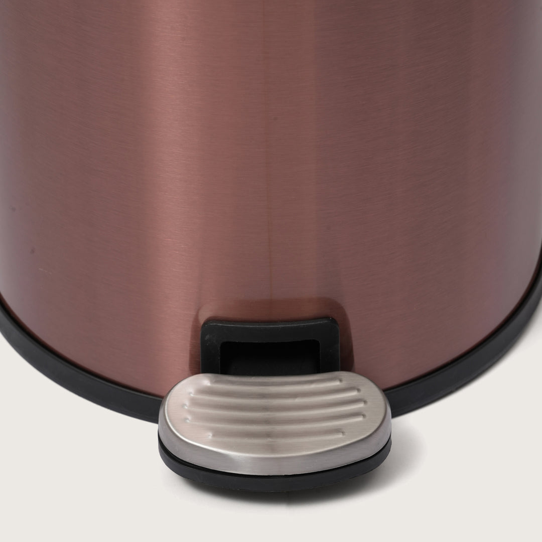 European Rose Gold Stainless Steel Pedal Dustbin - Round Step Trash Can