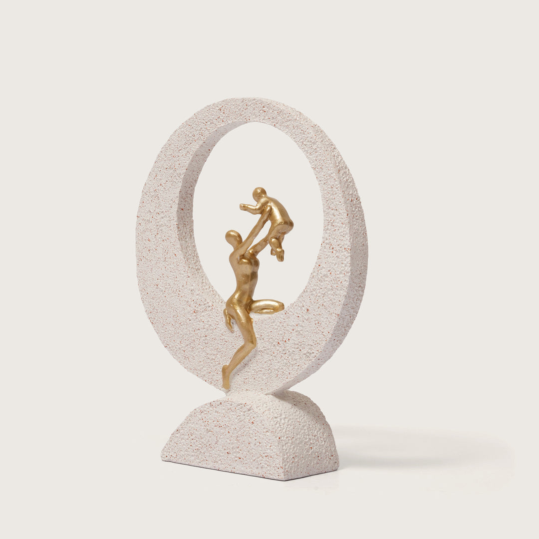 Mother & Baby Figurine with Circular Frame