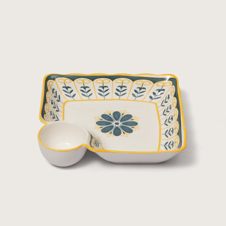 Bohemian Starburst Divided Snack Platter with Dip Bowl