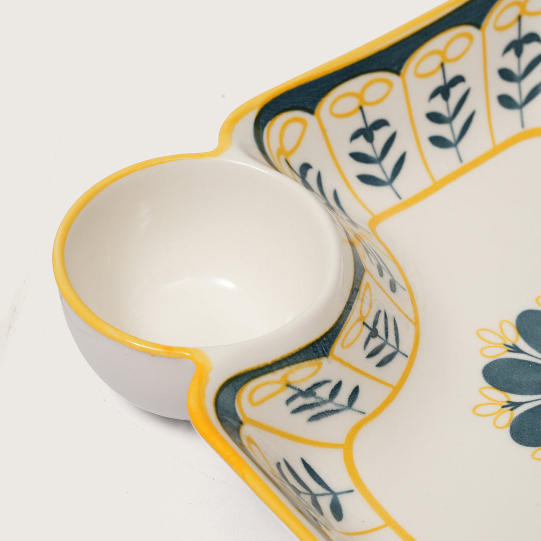 Bohemian Starburst Divided Snack Platter with Dip Bowl