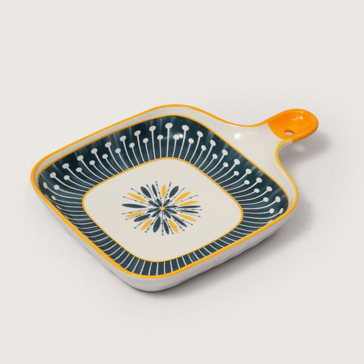 Modern Starburst Pattern Snack Platter with Handle