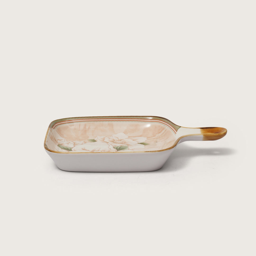 Floral Print Square Serving Platter with Handle