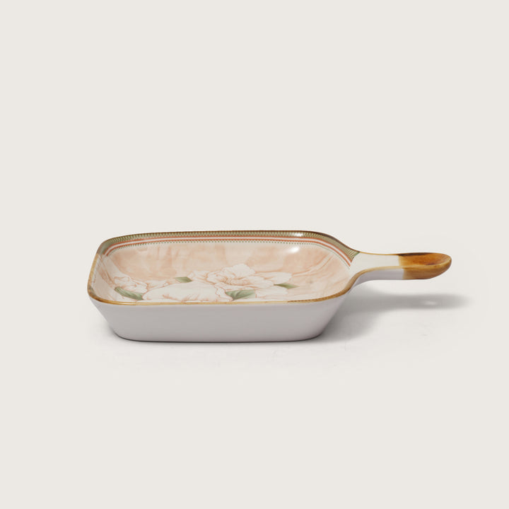 Floral Print Square Serving Platter with Handle