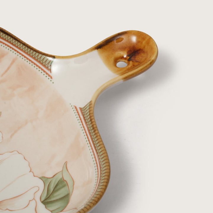 Floral Print Square Serving Platter with Handle