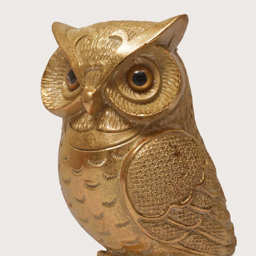 Golden Owl Statue - Symbol of Wisdom and Knowledge - Medium