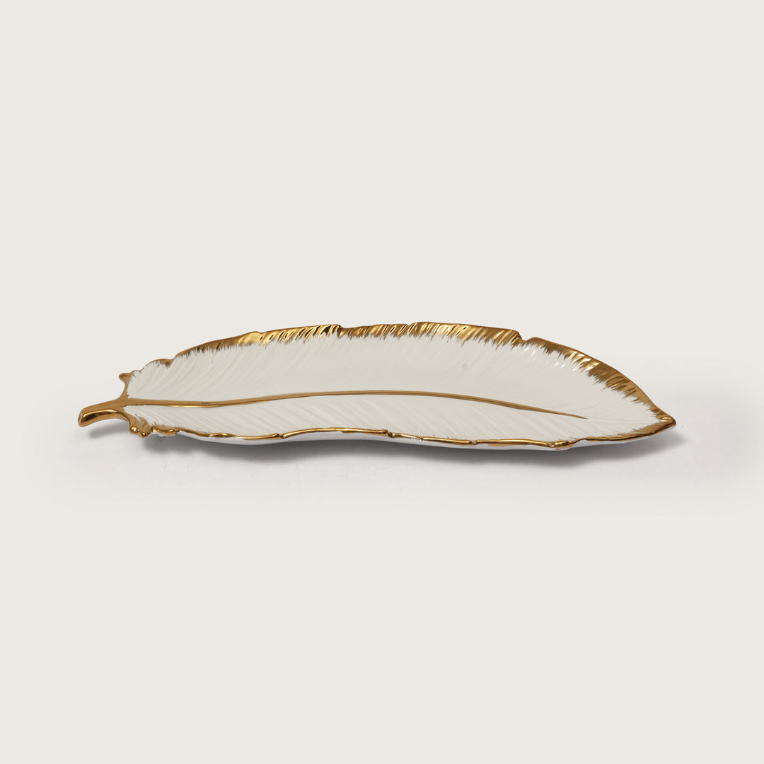 Creamic Gold Rim Leaf Platter