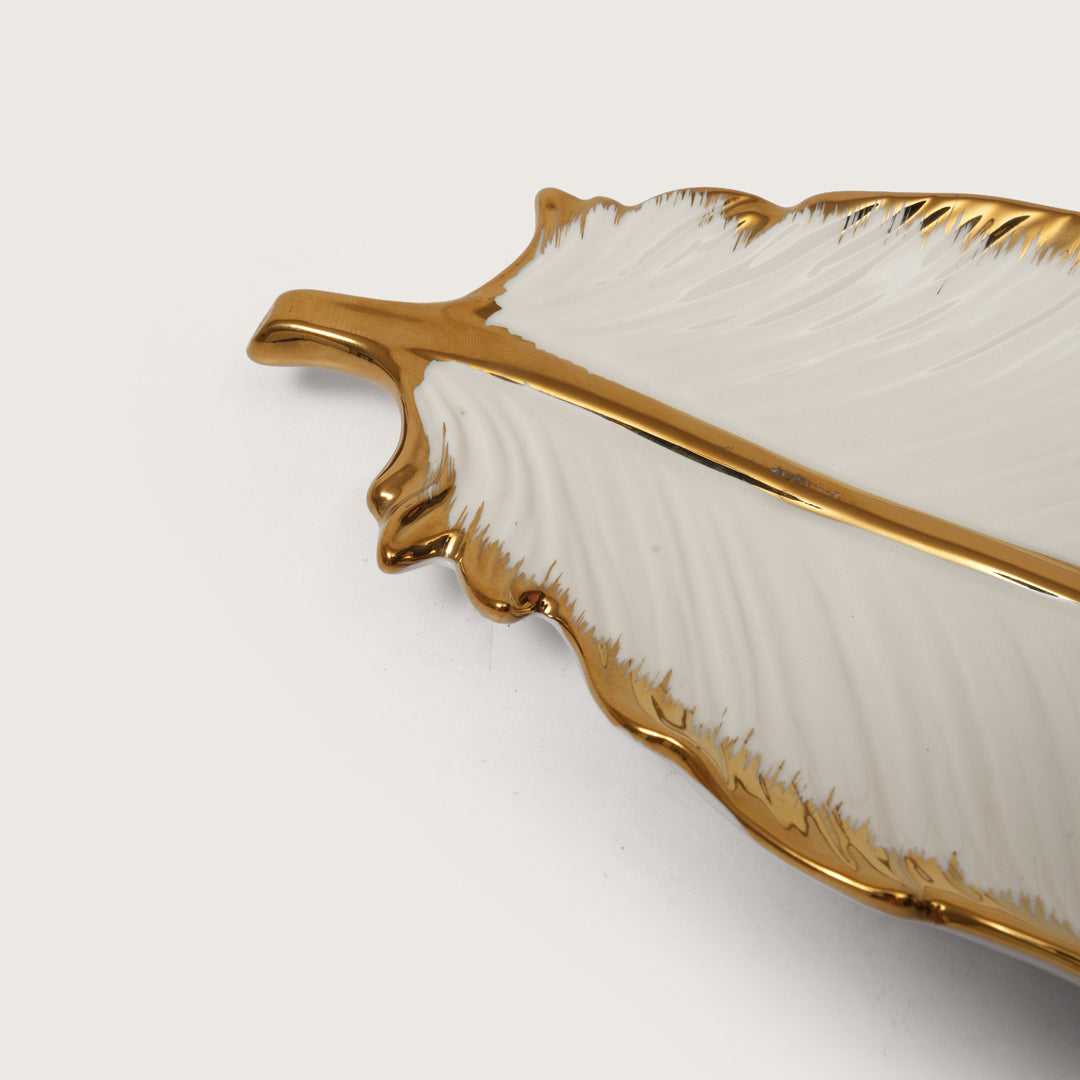Creamic Gold Rim Leaf Platter