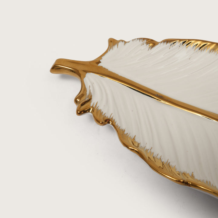 Creamic Gold Rim Leaf Platter