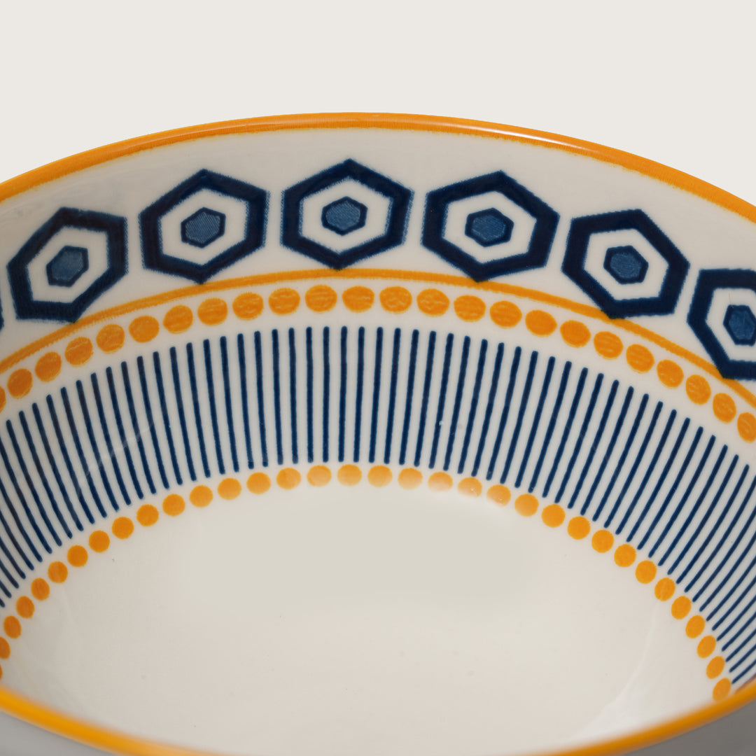 Ikat Horizon Ceramic Bowl - Set Of 4