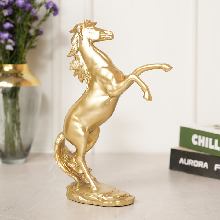 Majestic Jumping Horse Statue Figurine Showpiece - Gold