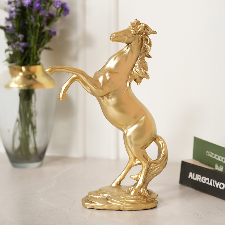 Majestic Jumping Horse Statue Figurine Showpiece - Gold