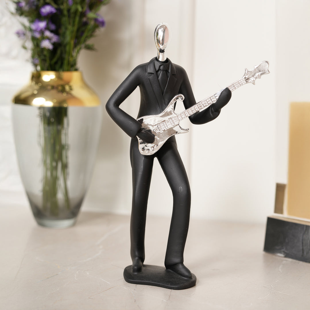 Musician Playing Guitar Showpiece - Black