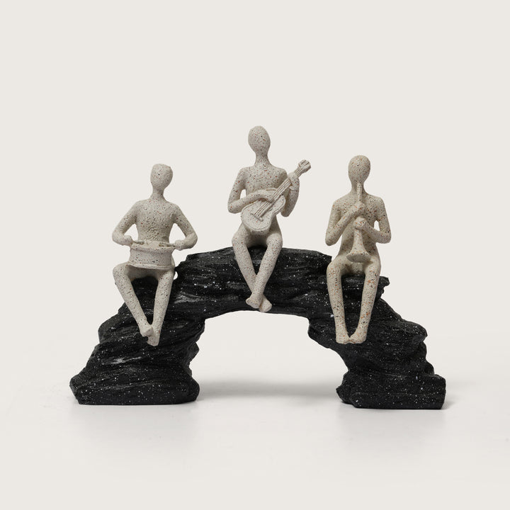 Abstract Musician Trio Figurine on Black Arch Sculpture