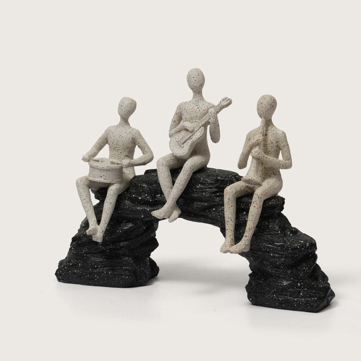 Abstract Musician Trio Figurine on Black Arch Sculpture
