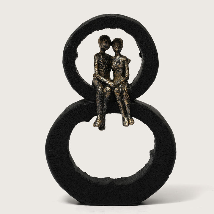 Gold-Effect Abstract Couple Statue on Infinity Ring Base