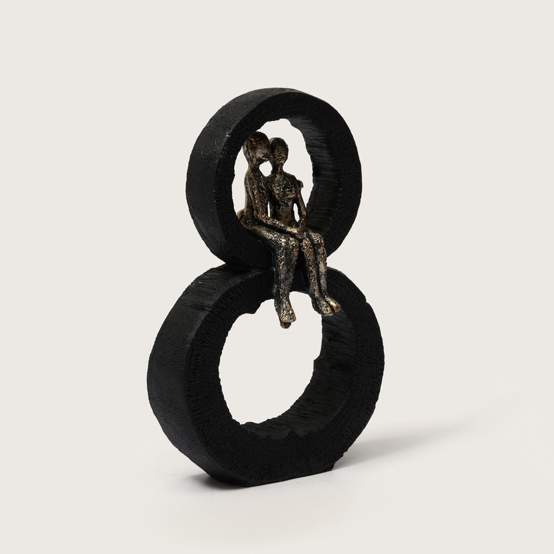 Gold-Effect Abstract Couple Statue on Infinity Ring Base