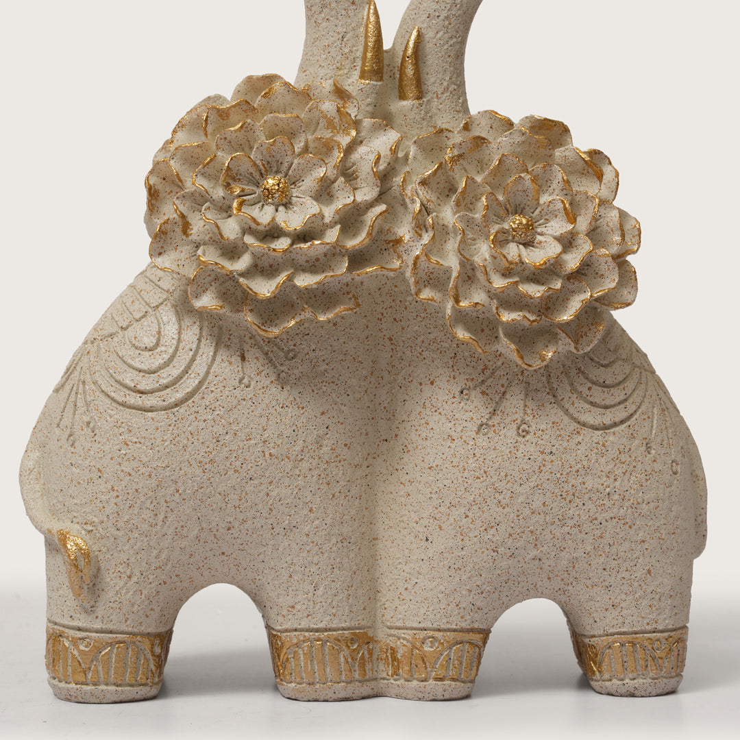 Embracing Elephant Couple Heart Trunk Figurine