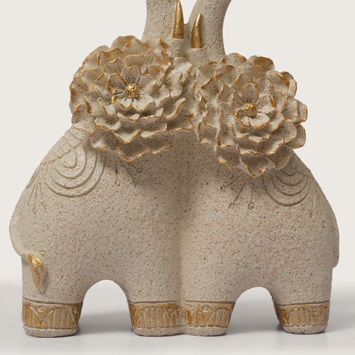 Embracing Elephant Couple Heart Trunk Figurine
