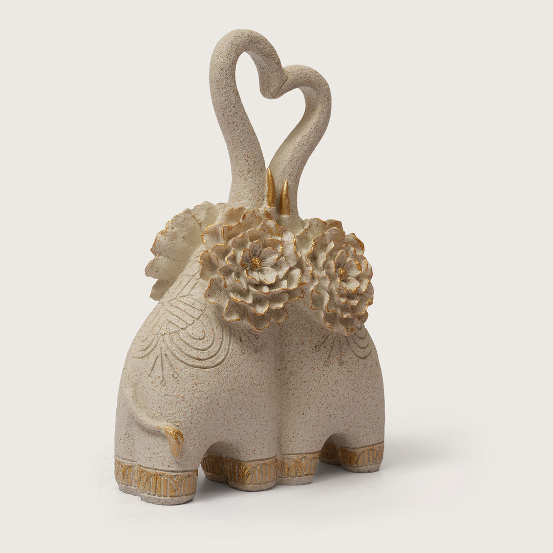 Embracing Elephant Couple Heart Trunk Figurine