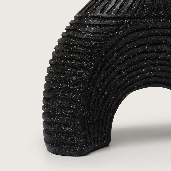 Modern Textured Speckle-Glazed Black Arch Vase