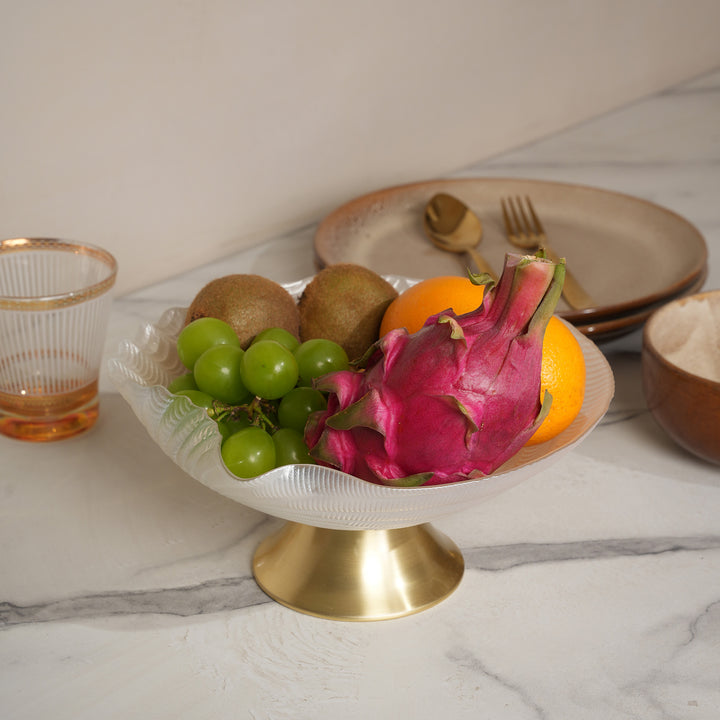 Iridescent Pearl Glass Seashell Fruit Bowl