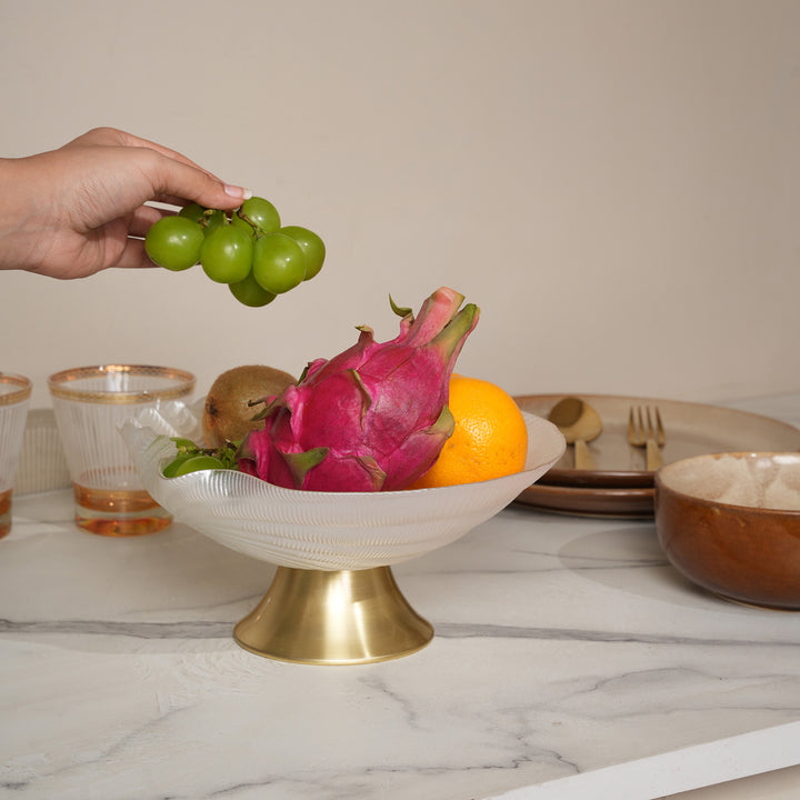 Iridescent Pearl Glass Seashell Fruit Bowl