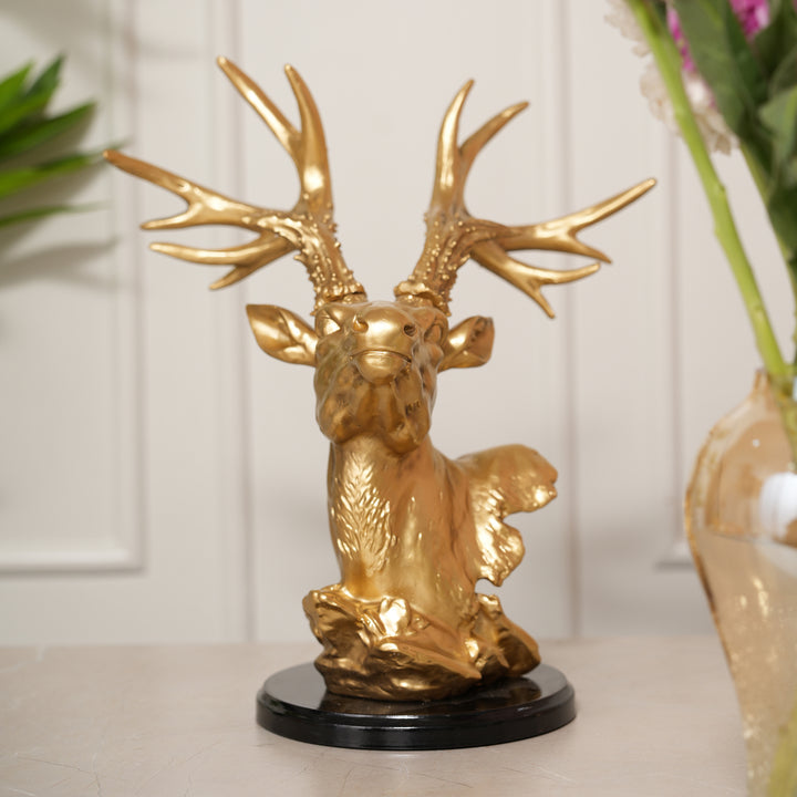 Deer's Head Sculpture Showpiece - Gold