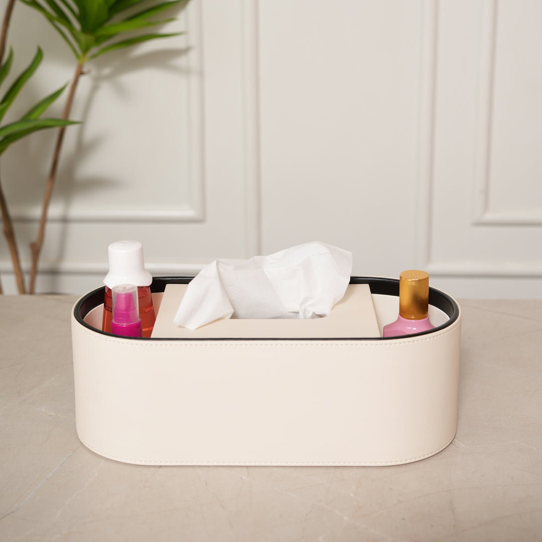 Tissue Box Stand/Napkin Holder Black Edge - Beige