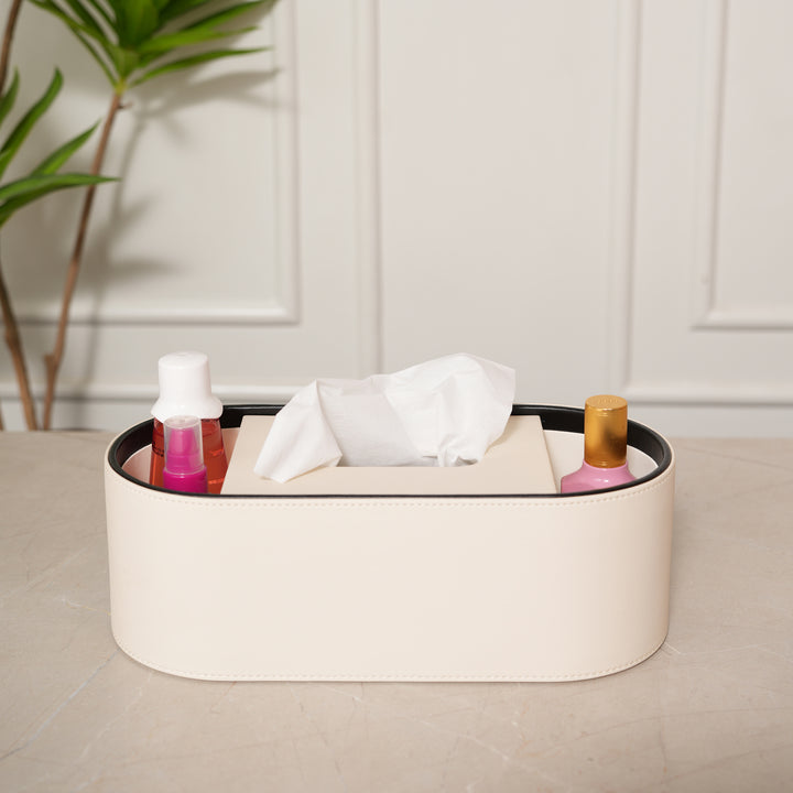 Tissue Box Stand/Napkin Holder Black Edge - Beige