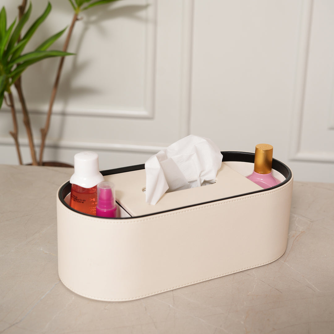 Tissue Box Stand/Napkin Holder Black Edge - Beige