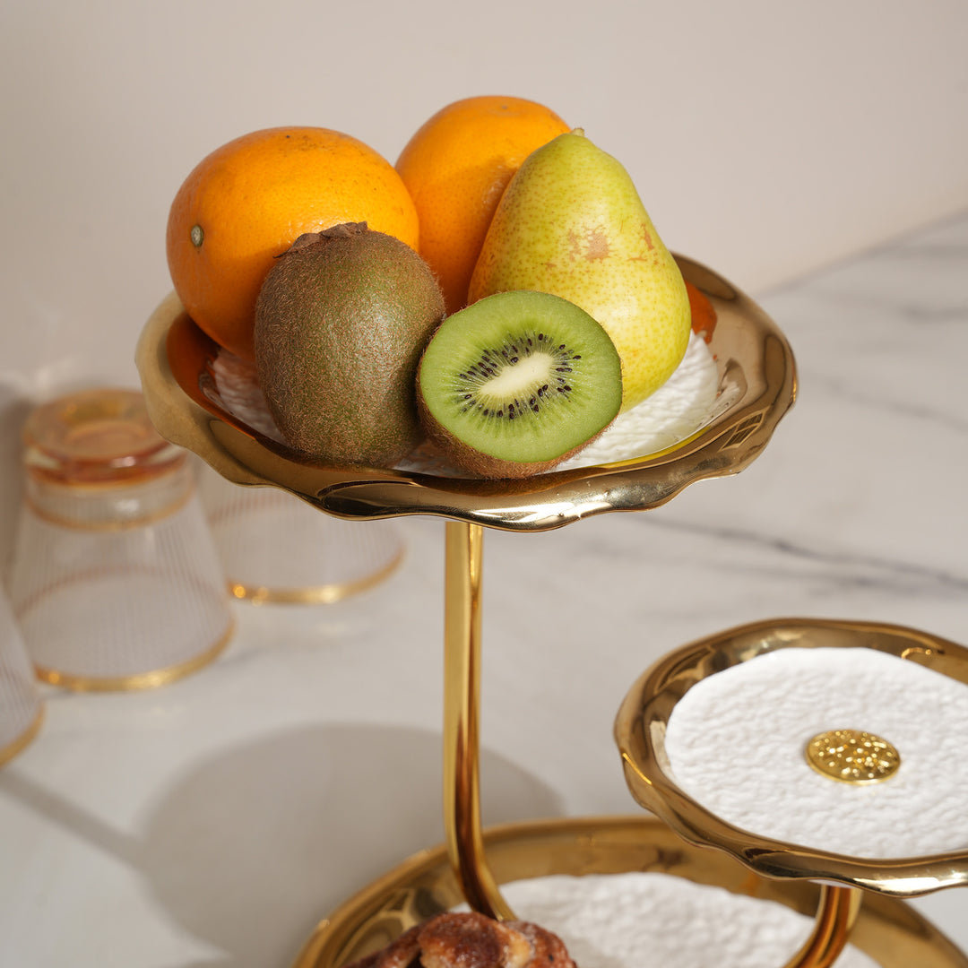 3-Tiered Gold Curved Cake & Dessert Platter