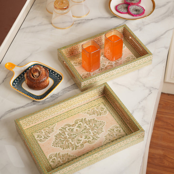 Vintage Damask Nesting Serving Trays