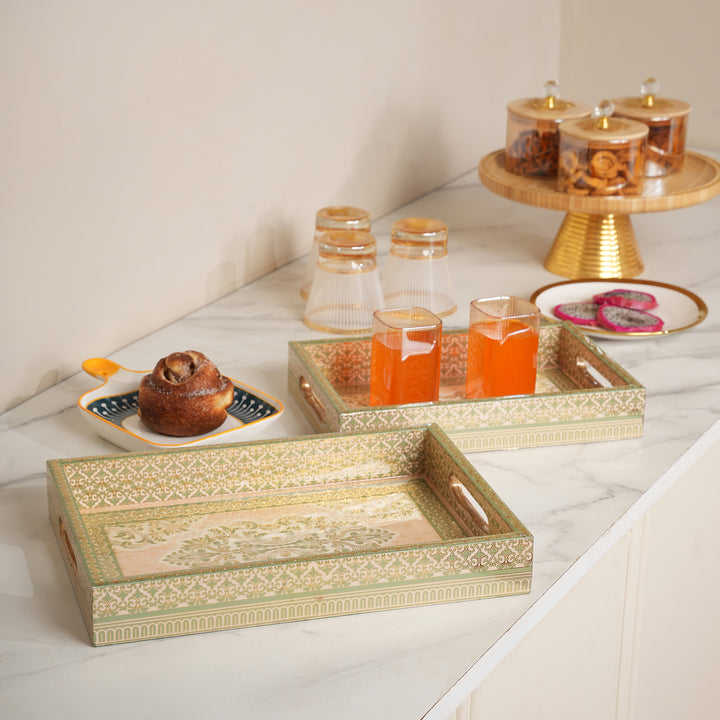 Vintage Damask Nesting Serving Trays