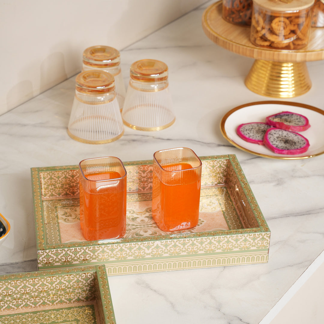 Vintage Damask Nesting Serving Trays