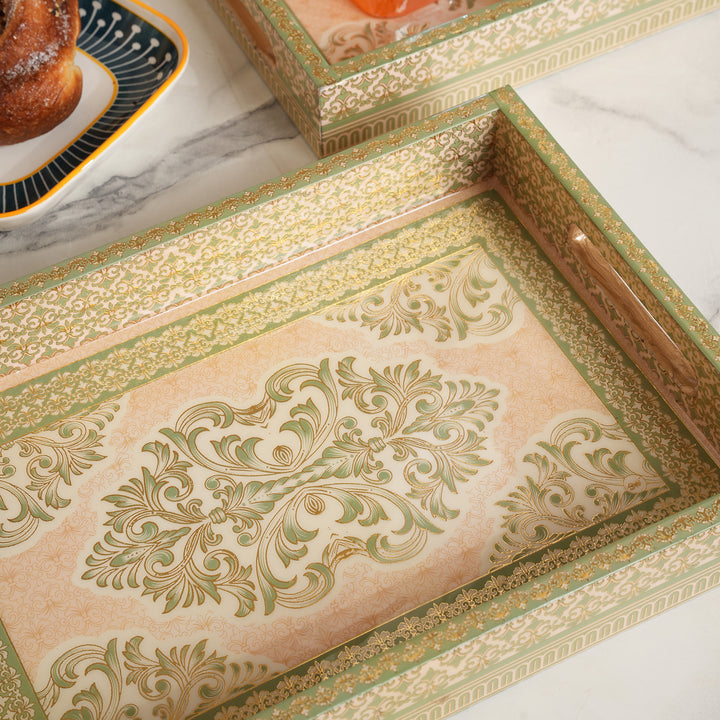 Vintage Damask Nesting Serving Trays