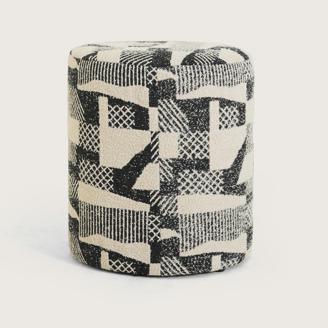 Murphy Round Ottoman Footstool|Pouffe - Black