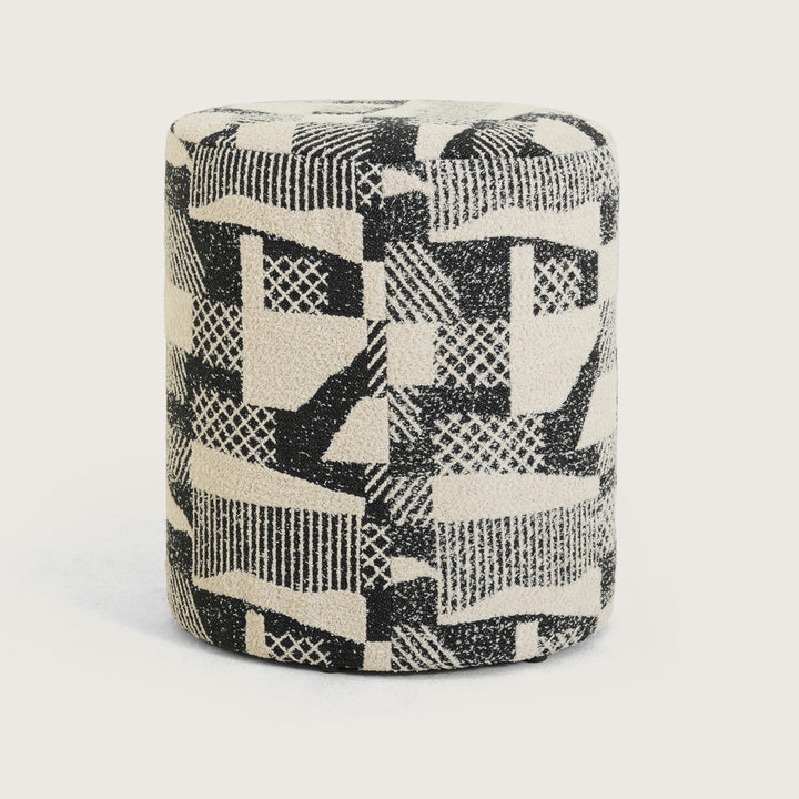 Murphy Round Ottoman Footstool|Pouffe - Black