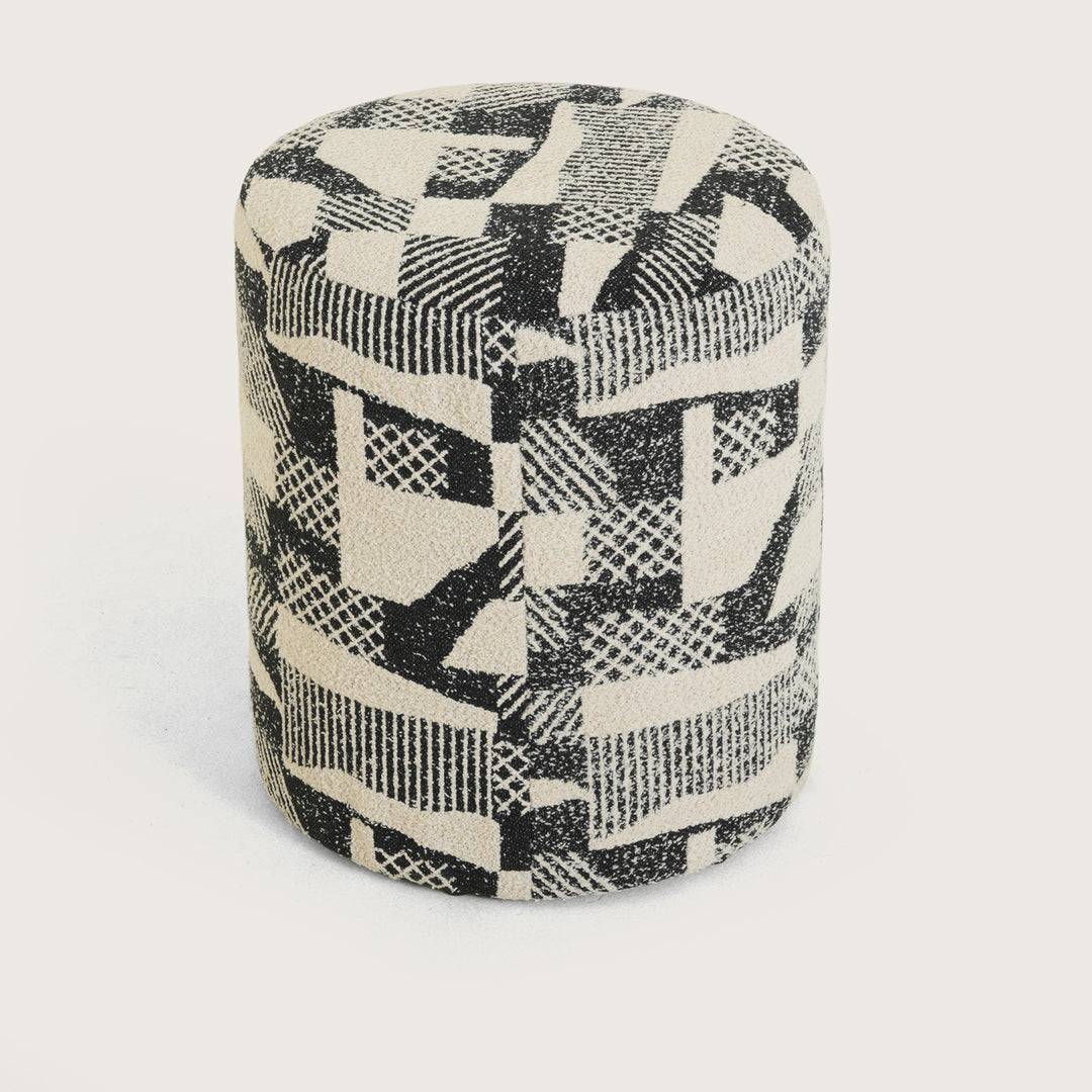 Murphy Round Ottoman Footstool|Pouffe - Black