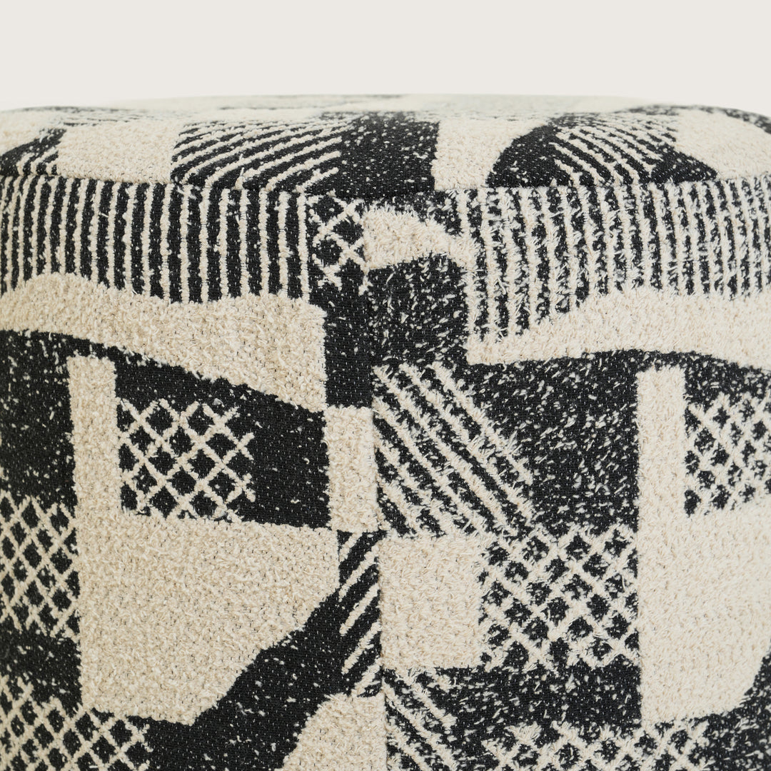 Murphy Round Ottoman Footstool|Pouffe - Black