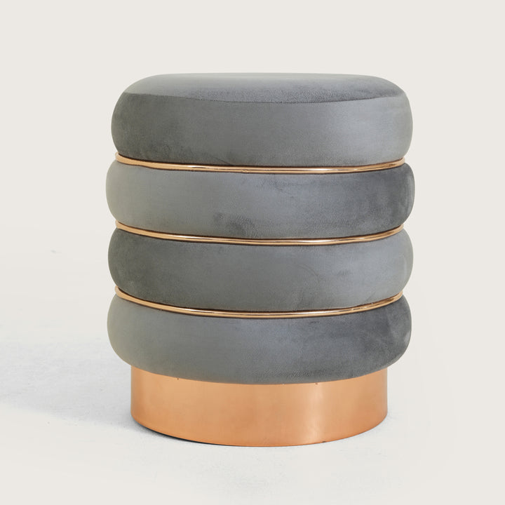 Terra Roza Round Ottoman Footstool|Pouffe - Grey