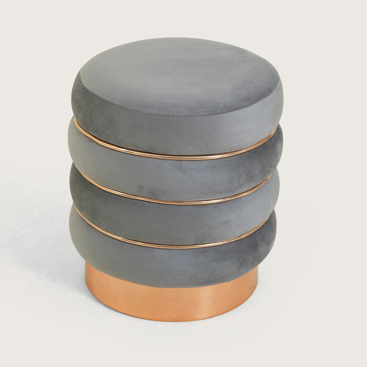 Terra Roza Round Ottoman Footstool|Pouffe - Grey