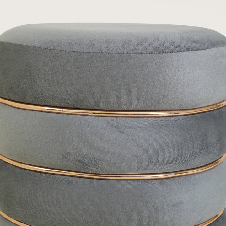 Terra Roza Round Ottoman Footstool|Pouffe - Grey