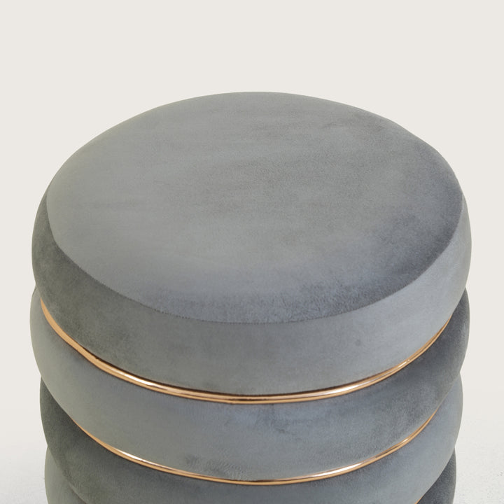 Terra Roza Round Ottoman Footstool|Pouffe - Grey