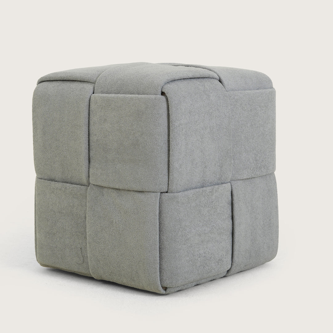 Jewel Square Ottoman Footstool|Pouffe - Sliver