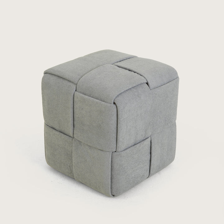 Jewel Square Ottoman Footstool|Pouffe - Sliver