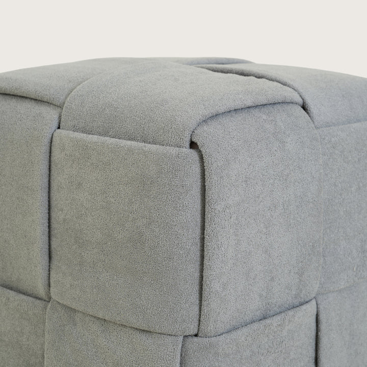 Jewel Square Ottoman Footstool|Pouffe - Sliver