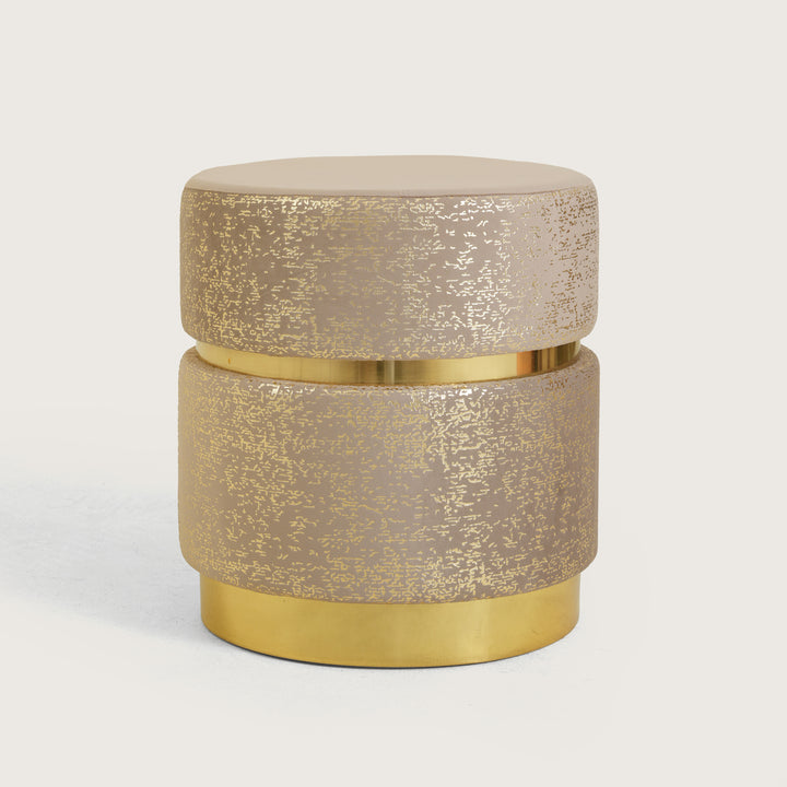 Aster Round Ottoman Footstool|Pouffe - Beige
