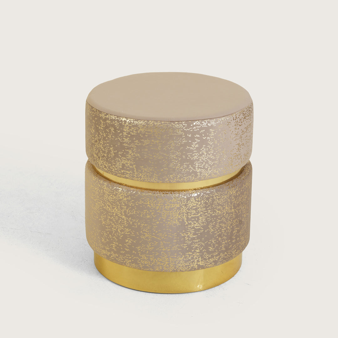 Aster Round Ottoman Footstool|Pouffe - Beige